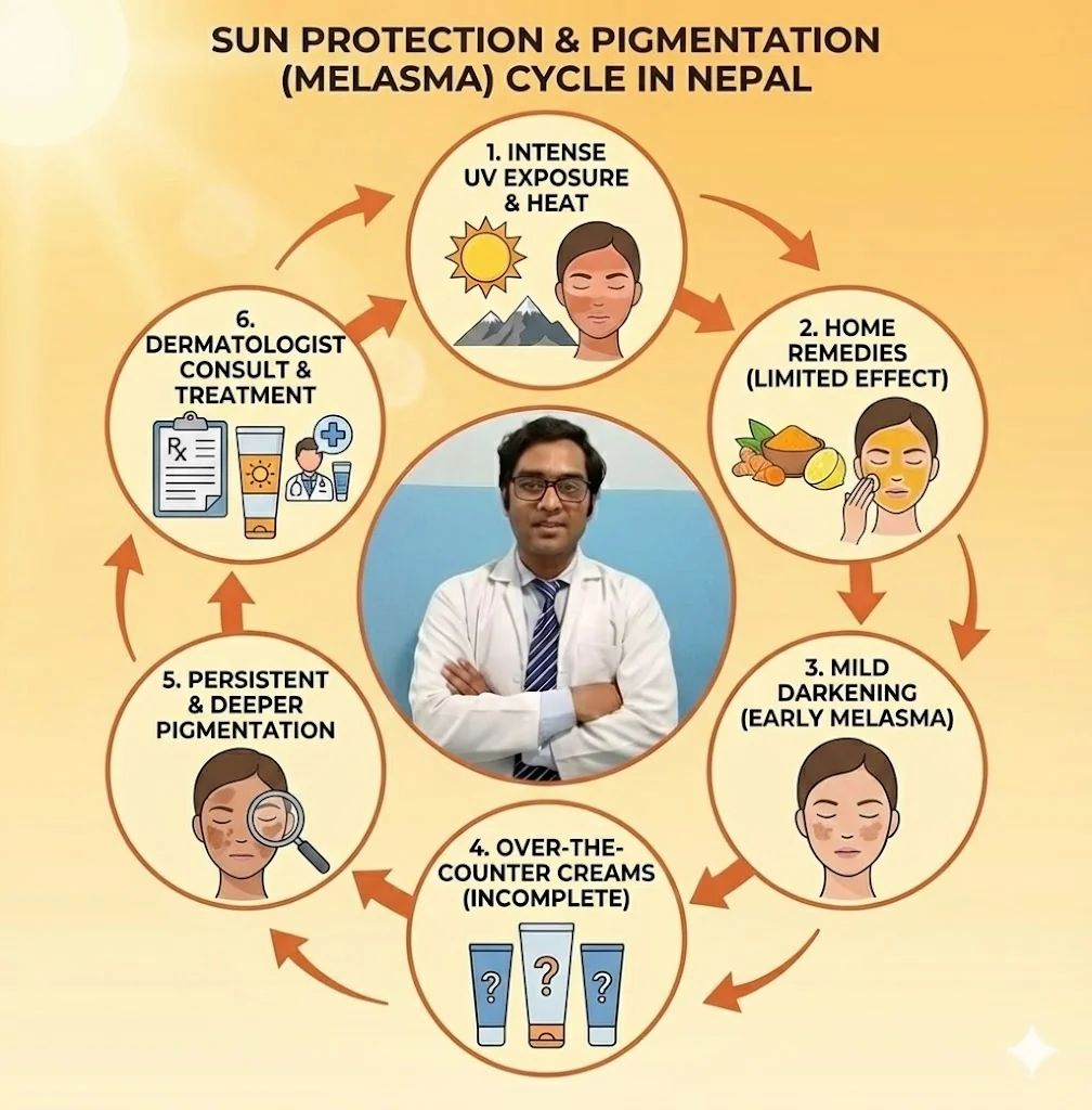 हिमाल र तराईको तीव्र UV किरण: मेलेस्मा रोक्ने डर्माटोलोजिस्ट उपायहरू - Dr. Rohit Gupta Dermatologist Blog