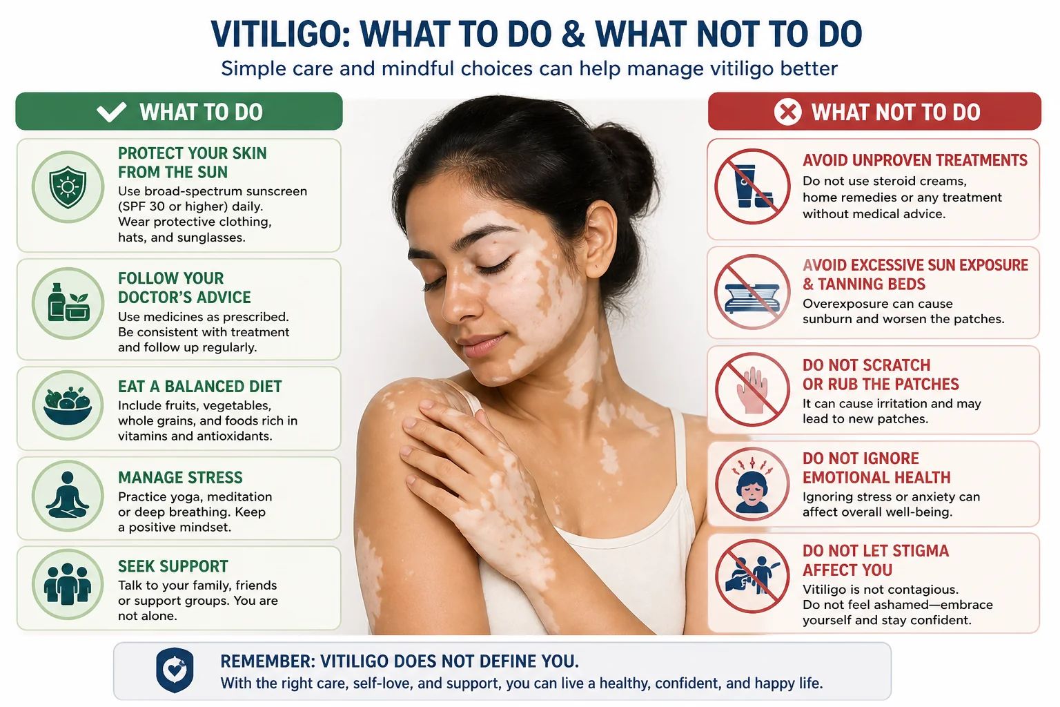 Vitiligo (सेतो दाग) मा अपनाउनुपर्ने कुराहरू र बच्नुपर्ने कुराहरू - Dr. Rohit Gupta Dermatologist Blog