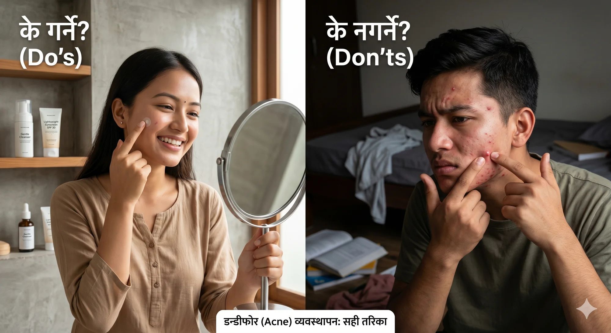 डन्डीफोर (Acne) हटाउने सही तरिका: के गर्ने र के नगर्ने? - Dr. Rohit Gupta Dermatologist Blog